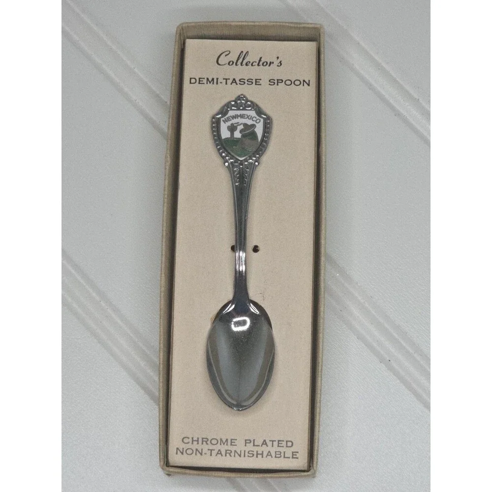 Vintage Collector's Demi-Tasse Spoon Chrome Plated Non-Tarnishable New Mexico
